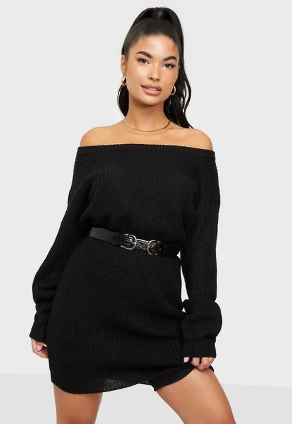 Missguided Recycled Ayvan Off Shoulder Jumper Dress Klänningar Black