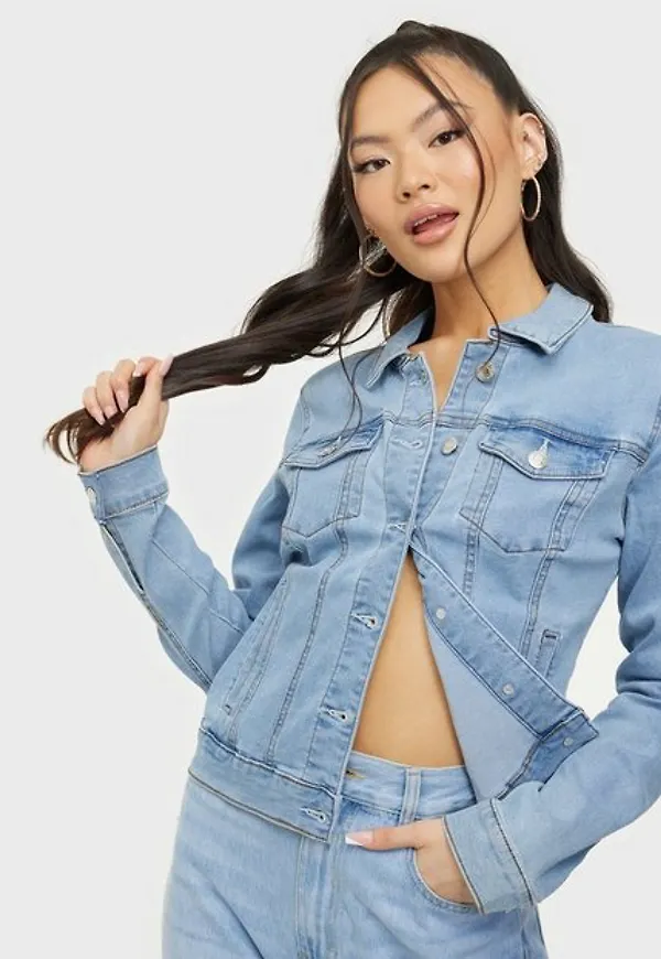 Vero Moda Vmhot Soya Ls Denim Jacket Mix Noos Jeansjackor Ljus Blå