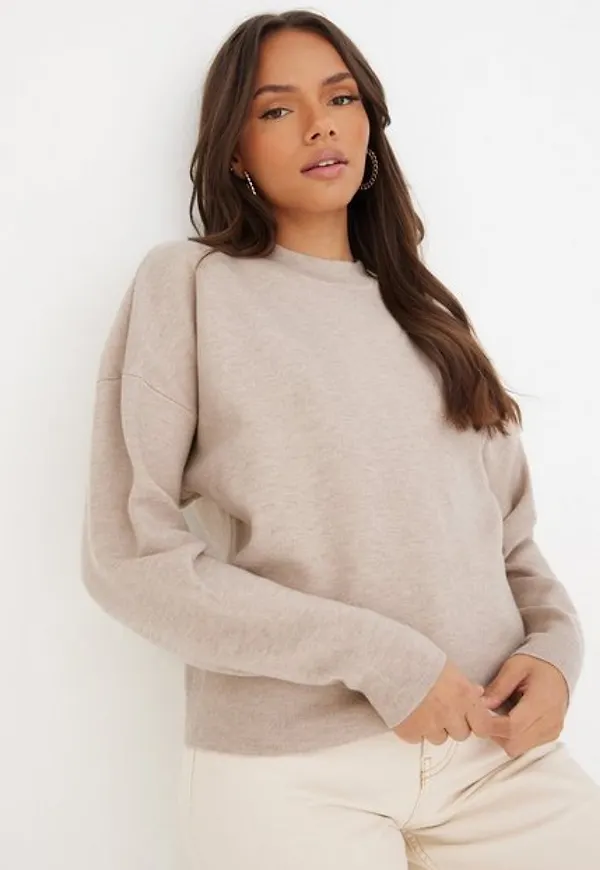 Vila Violivinja Knit High Neck Ls Top/Su Stickade tröjor Natural Melange