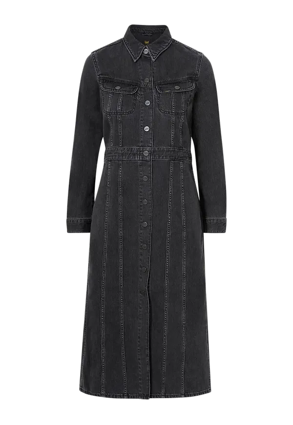 Lee - Jeansklänning Long Sleeve Dress - Svart