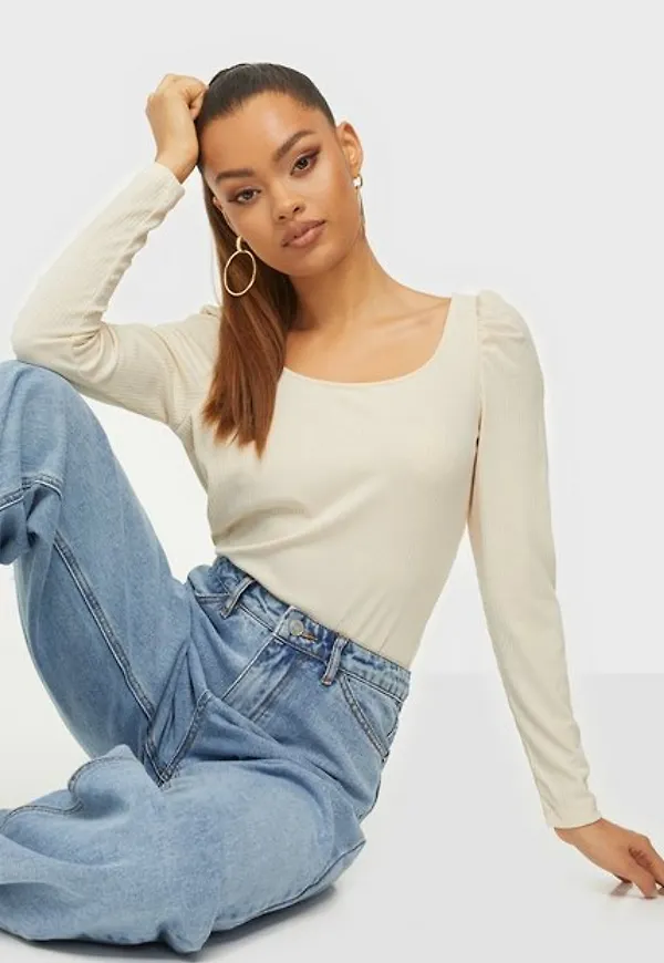 Vila Vilana L/S Square Neck Top/Za Vardagsblusar