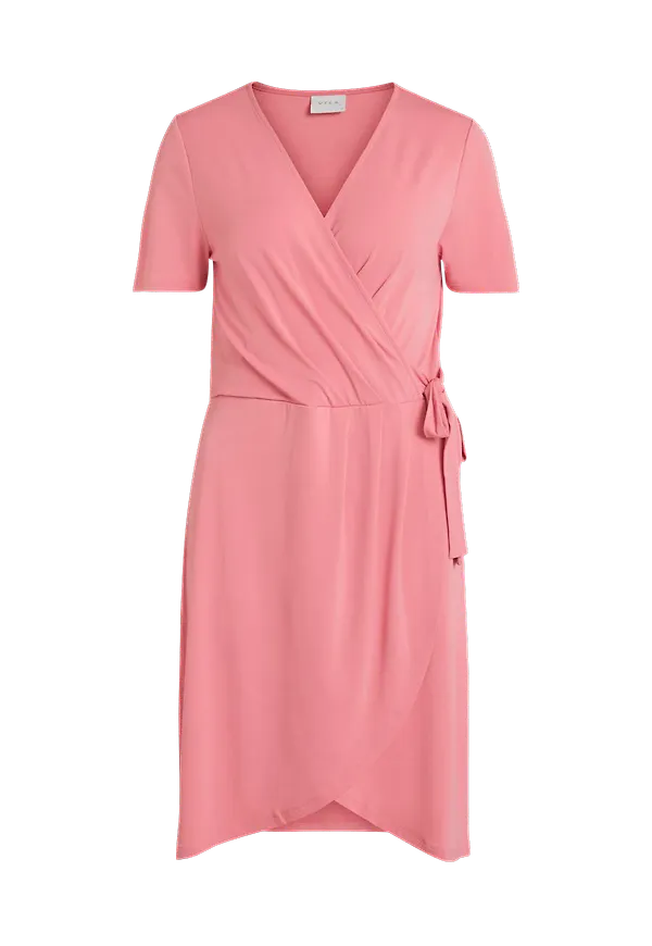 Vila - Klänning viNayeli S/S Knee Wrap Dress - Rosa
