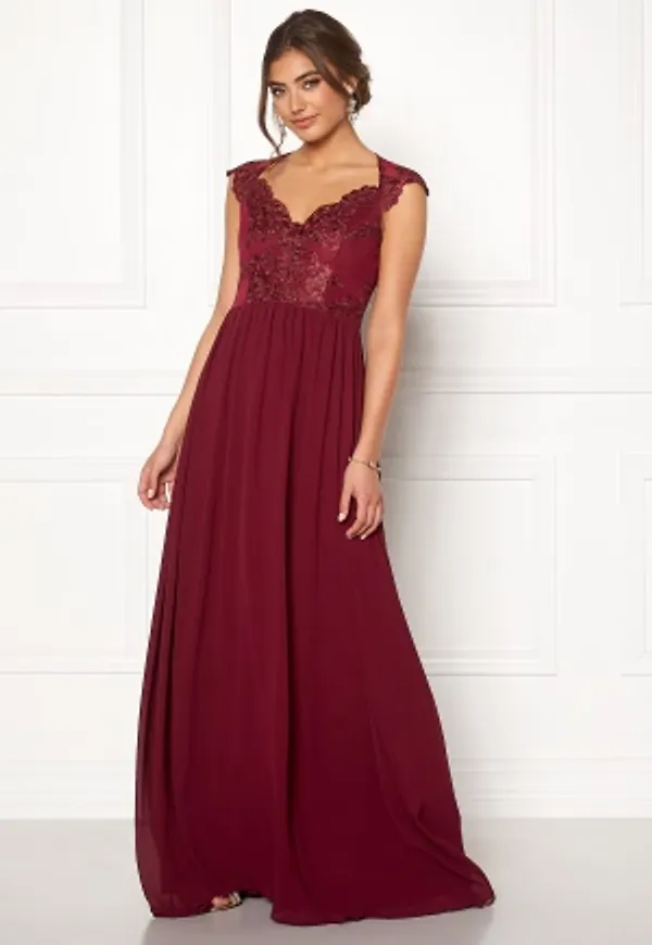 Moments New York Blossom Chiffon Gown Wine-red 36