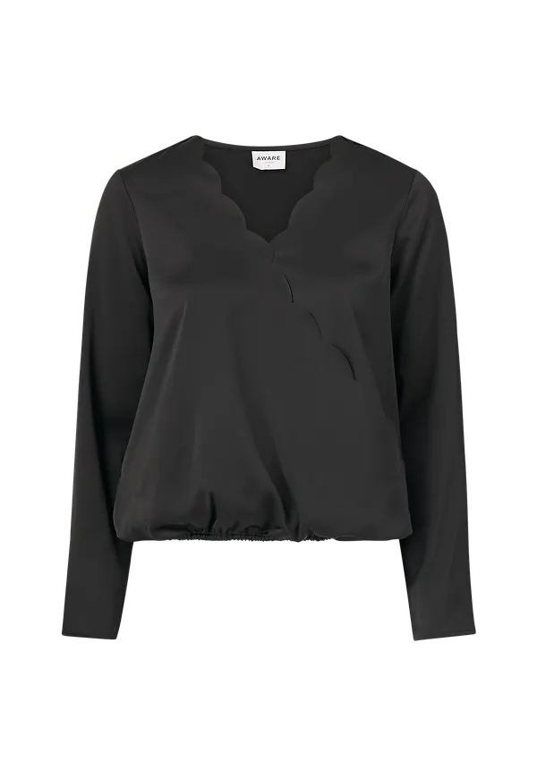 Vero Moda - Omlottblus vmImportant LS Wrap Blouse - Svart