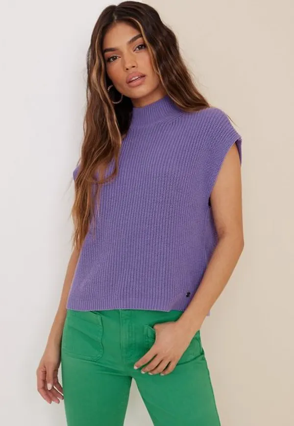 Noisy May Nmuna Cap Sleeve Turtleneck Knit Stickade västar Chalk Violet