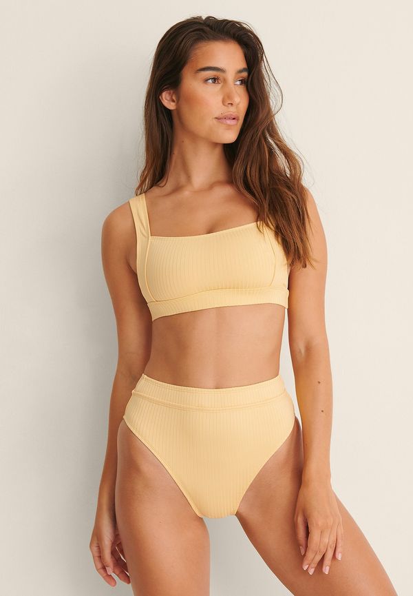 NA-KD Swimwear High Waist Wide Rib Bikini Panty - Yellow