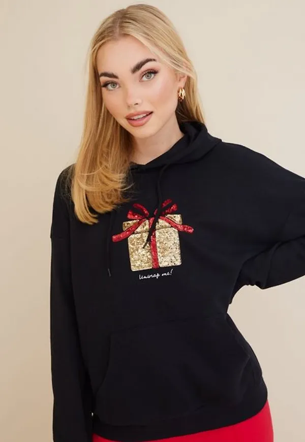 Only Onlcandy Life L/S Seq Hood Box Swt Hoodies Black Present