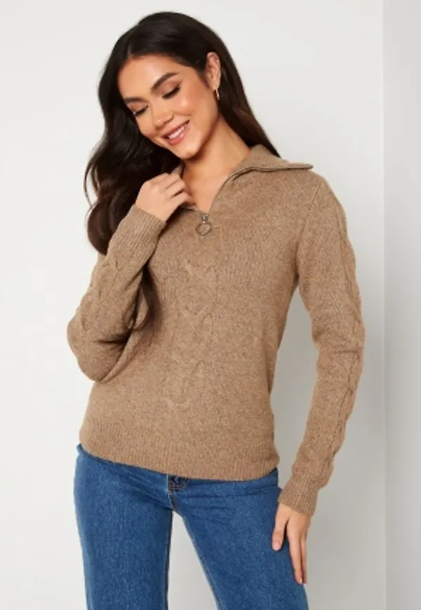 VILA Oaly L/S Zipper Top Portabella XS