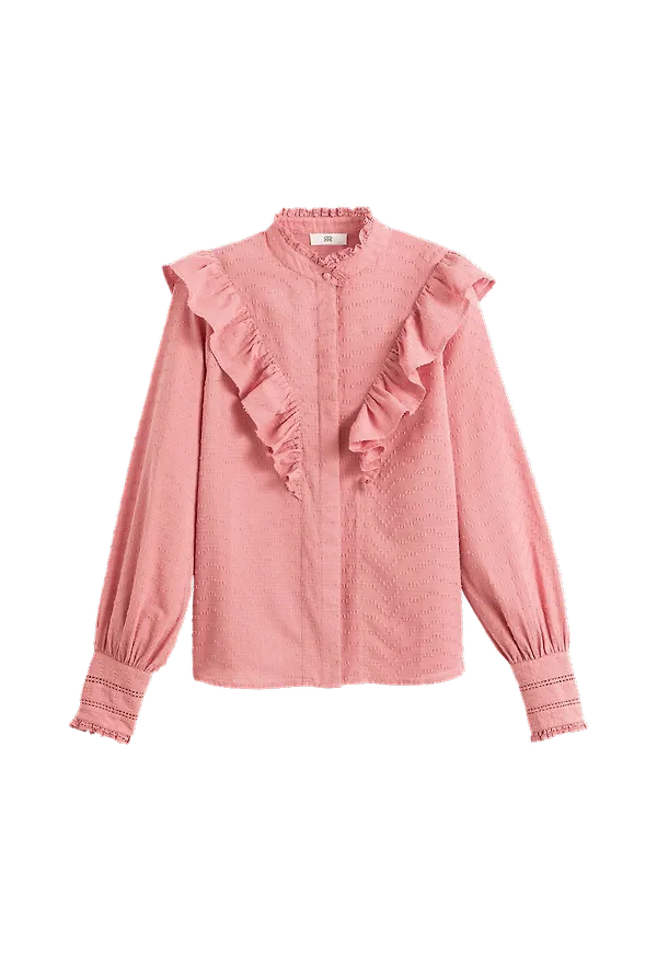 La Redoute - Blus med volangkrage - Rosa