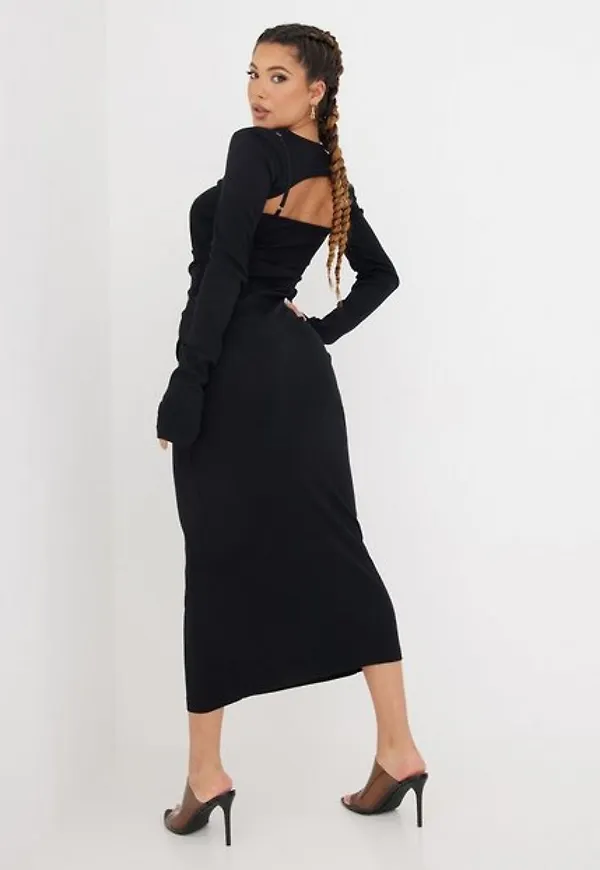 Helmut Lang Rib Ls Dress.Base Do Fodralklänningar