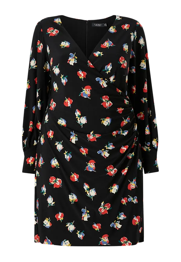 Lauren Ralph Lauren Curve - Klänning Printed Matte Jrsy Lsl Dad - Svart