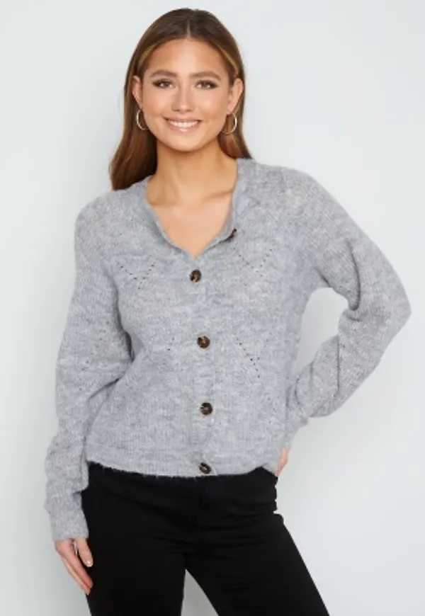 JDY Ingeborg Life L/S Short Cardigan Knit Light Grey Melange M