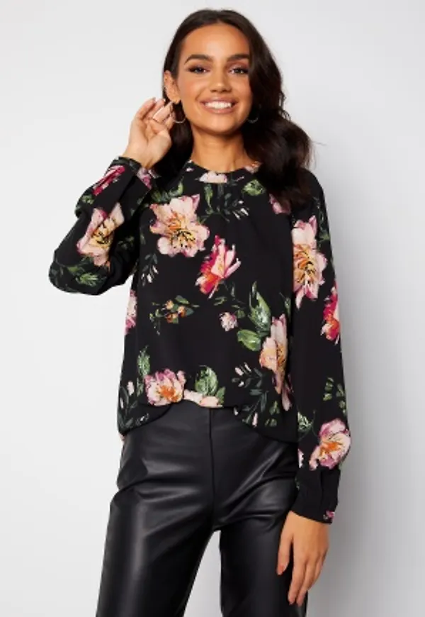 ONLY New Mallory L/S Blouse Black/Jasmin Flower 34