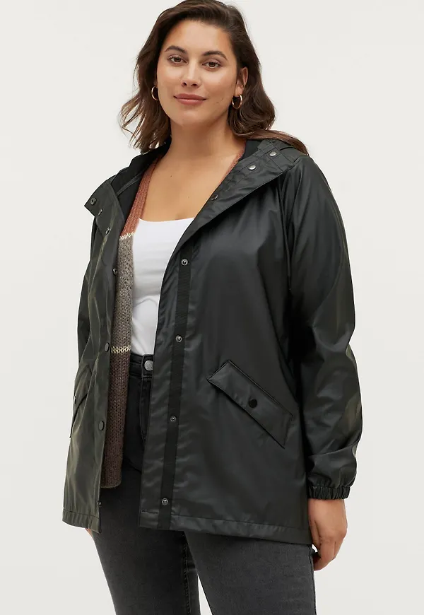 Zizzi - Regnjacka mRainy Short L/S Jacket - Svart
