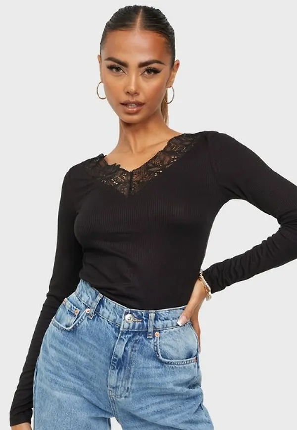 Y.A.S Yaselle Ls V-Neck Top S. Noos Långärmade toppar
