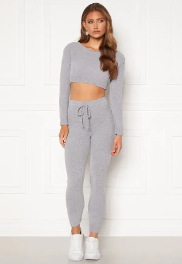Bohemian Lounge Bardot Crop Top Trouser Lounge Set Grey XL (UK16)