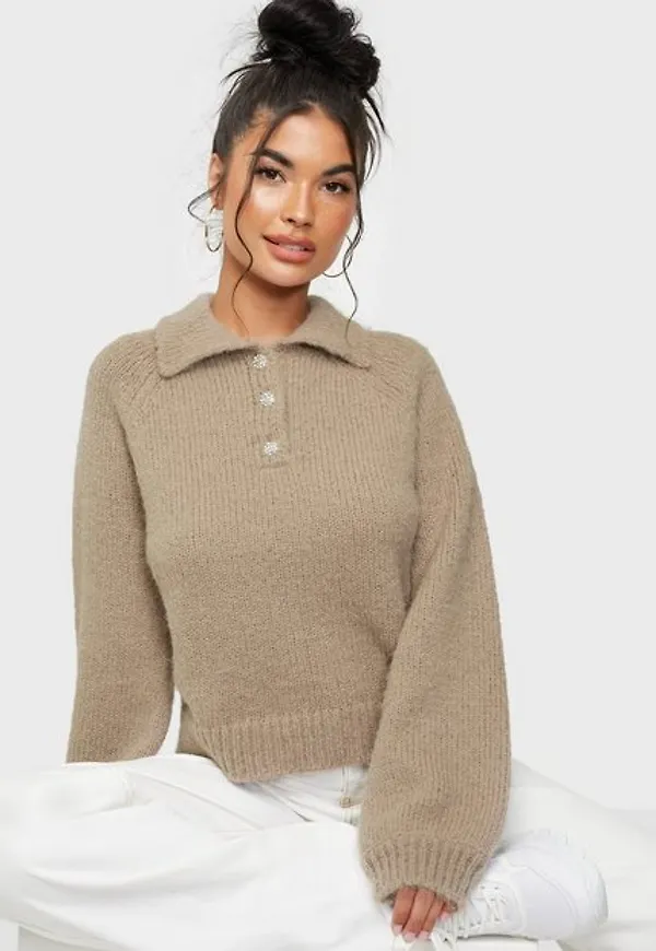 Vero Moda Vmmabel Ls O-Neck Collar Blouse Ga Stickade tröjor Silver Mink