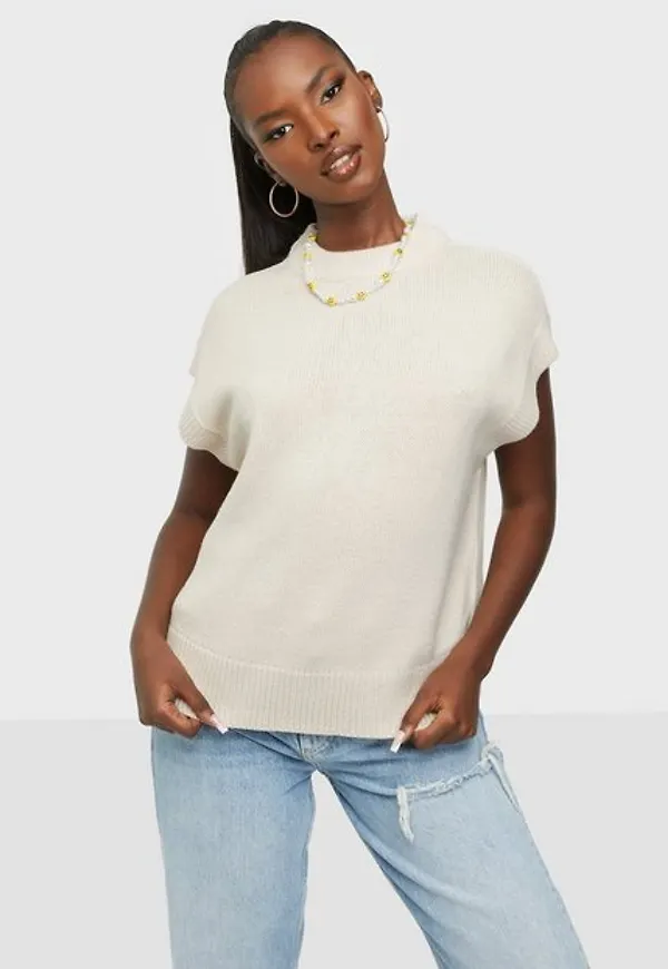 Only Onlmatilda S/L Vest Cc Knt Stickade västar Pumice Stone