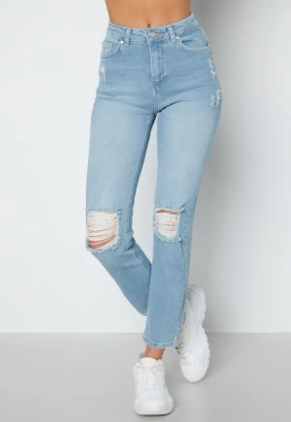 BUBBLEROOM Loreena distressed high waist jeans Light denim 40