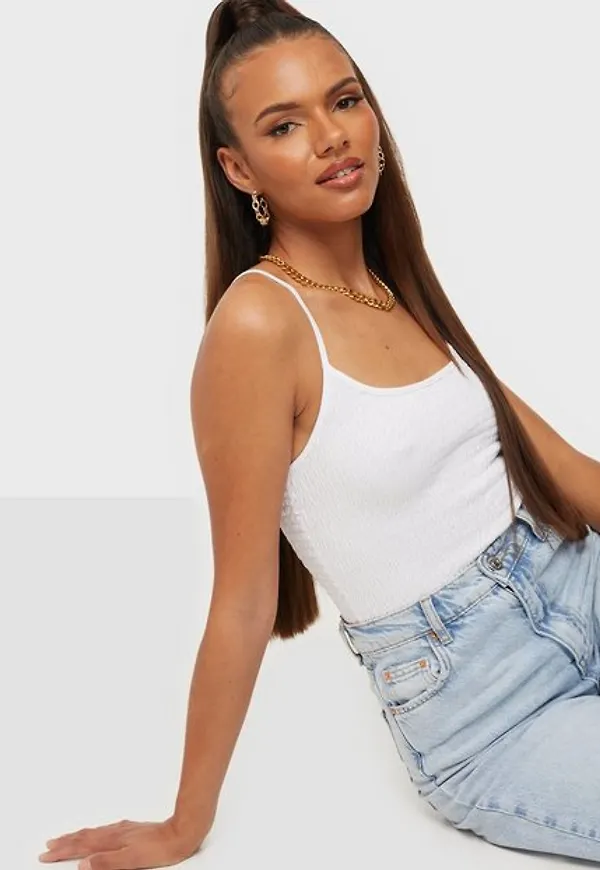 Only Onlpeppa Life S/L Smock Top Jrs Linnen Bright White