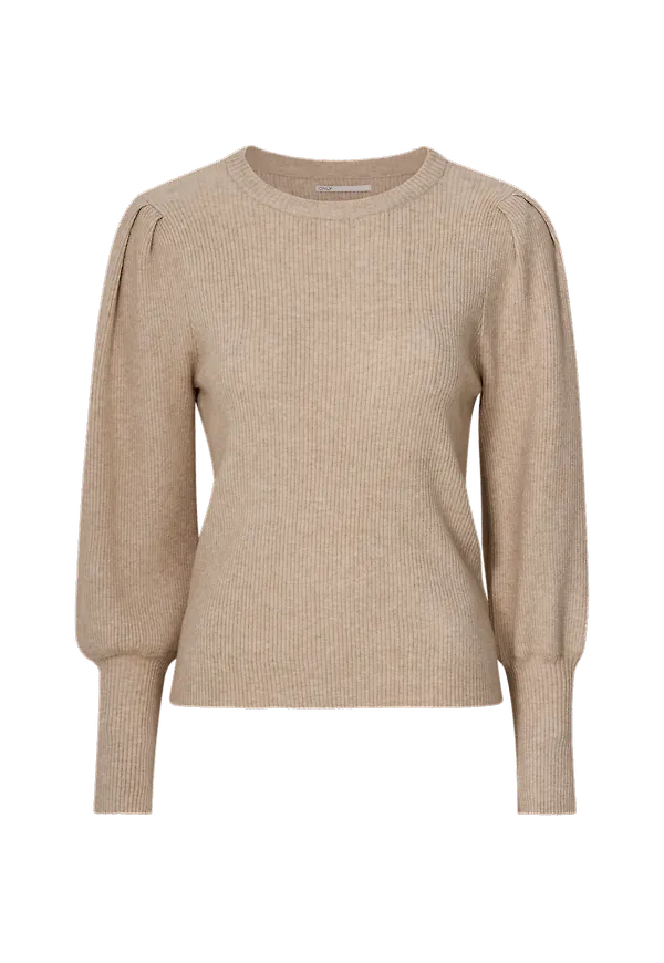 Only - Tröja onlKatia L/S Puff O-neck Pullover - Beige
