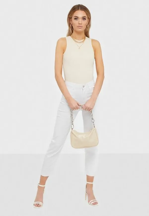 Only Onlemily Hw St Raw Crpank Dnm Col N Jeans Vit