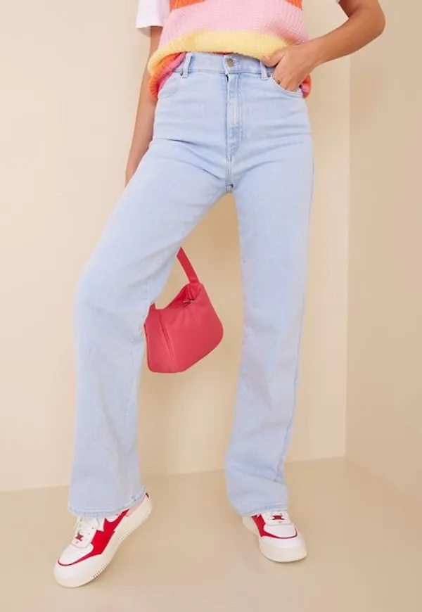 Dr Denim Moxy Straight High waisted jeans Breeze Superlight Stone
