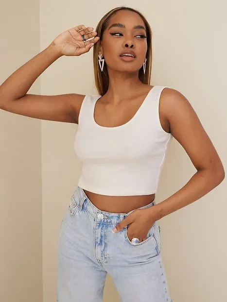 Vero Moda Vmamaliefalka Sl Crop Top Jrs Ga Linnen & Toppar Snow White
