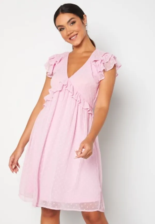 VILA Armina V-Neck S/S Short Dress Orchid Pink 44