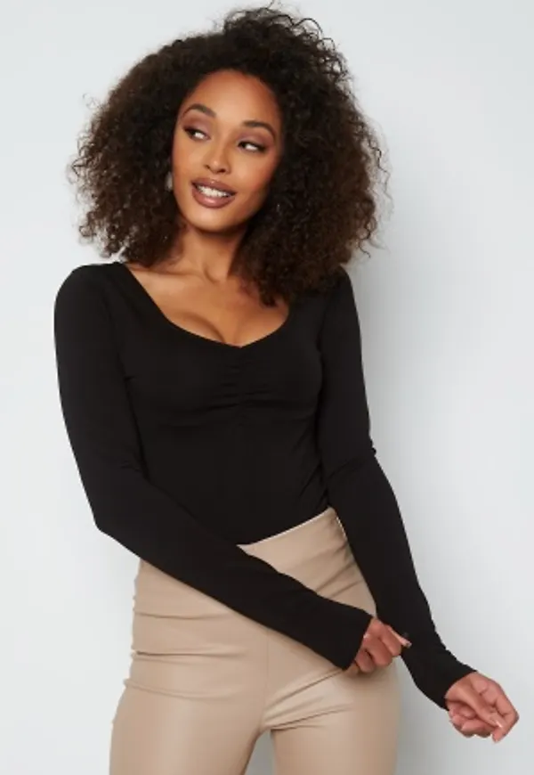 BUBBLEROOM Isolde deep v-neck top Black S