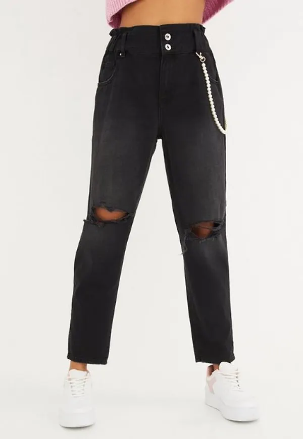 Only Onllu Life Hw Carrot Destroy Dnm Pi High waisted jeans Black