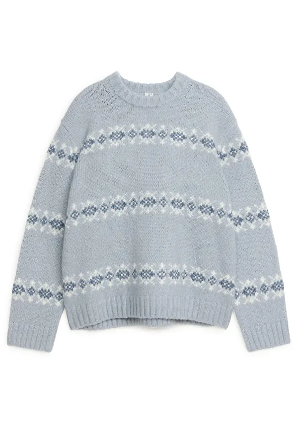 Fair-Isle Knitted Jumper - Grey