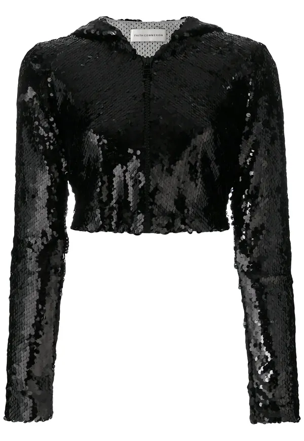Faith Connexion cropped sequinned jacket - Svart