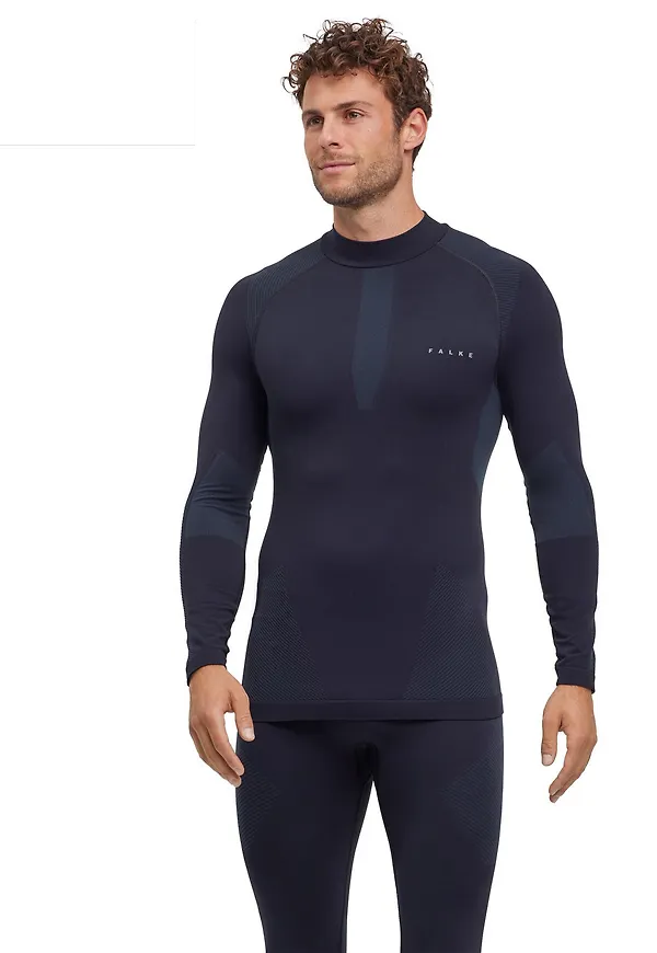 Falke Men's Long Sleeve Shirt Turtle Warm Black