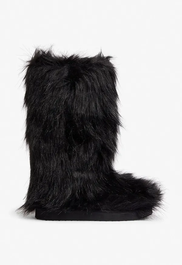 Faux fur boots - Black