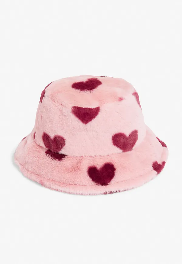 Faux fur bucket hat - Pink