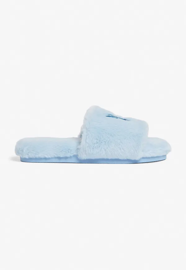 Faux fur slippers - Blue