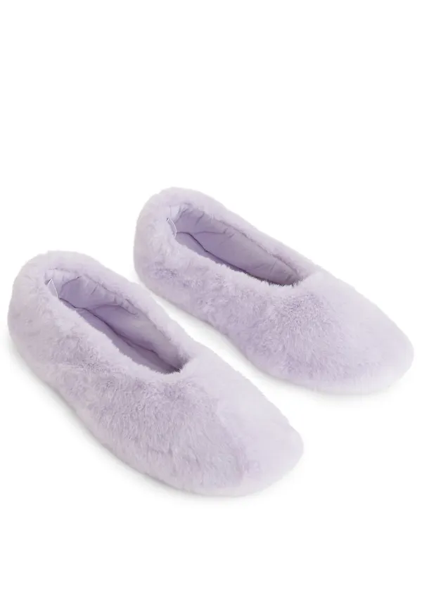 Faux Fur Slippers - Purple