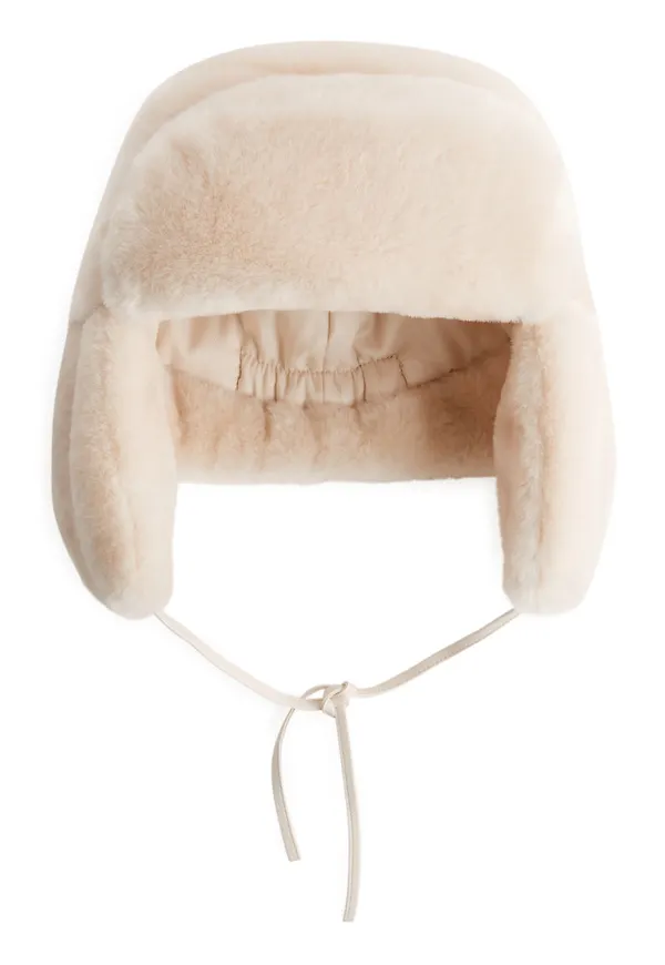 Faux Fur Trapper Hat - Beige