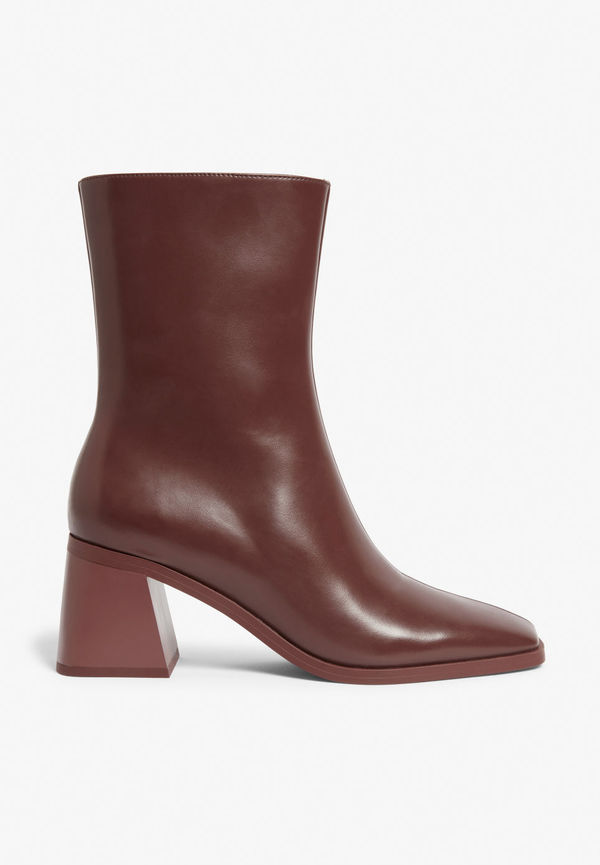Faux leather ankle boots - Brown