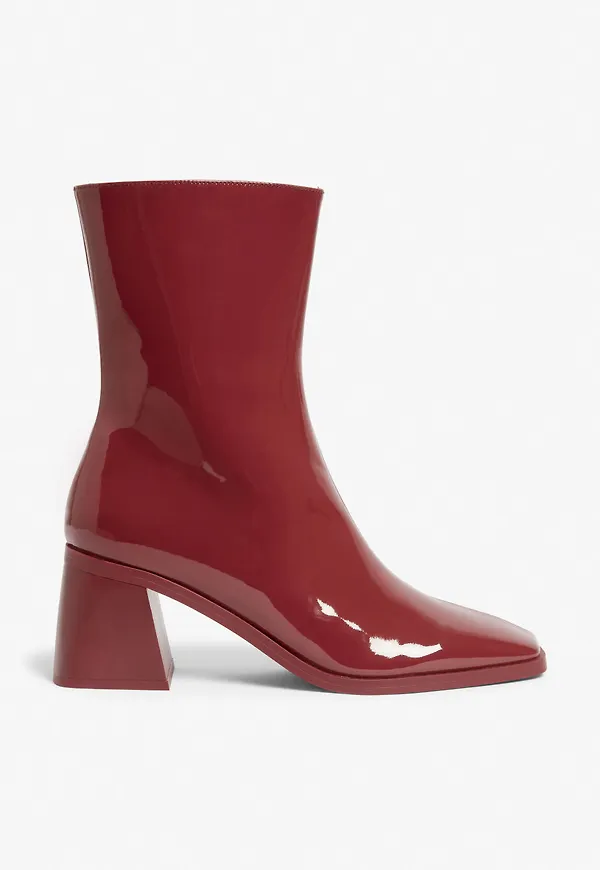 Faux leather ankle boots - Red