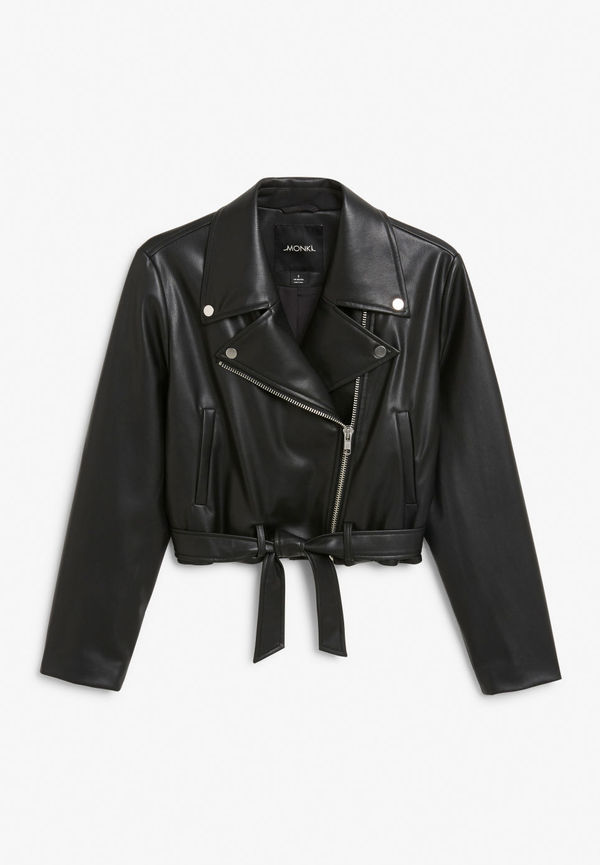 Faux leather biker jacket - Black