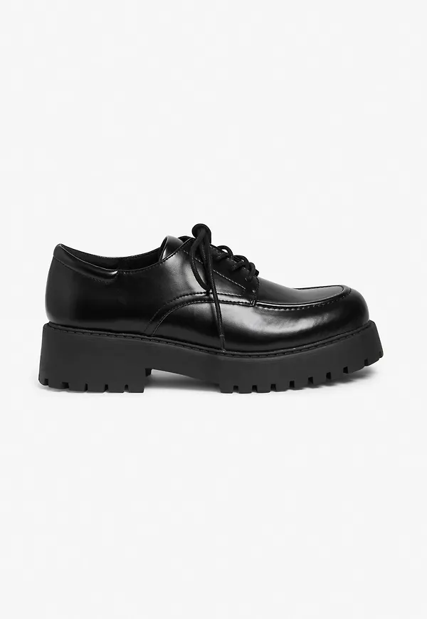 Faux leather chunky derby shoes - Black
