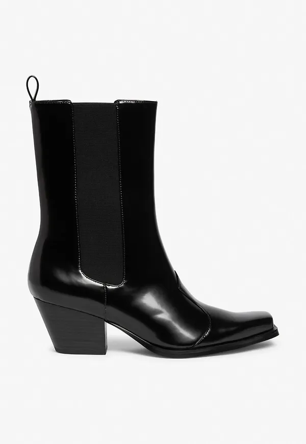 Faux leather cowboy boots - Black