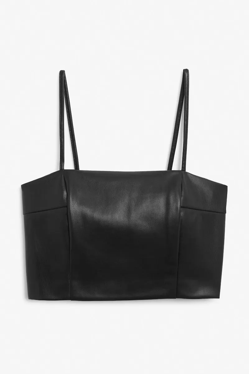 Faux leather crop top - Black