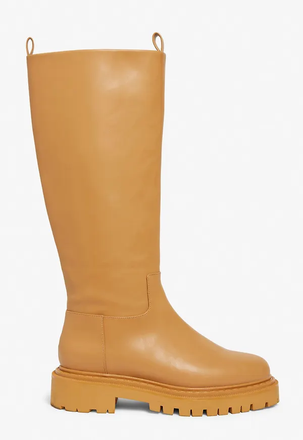 Faux leather knee-high boots - Beige