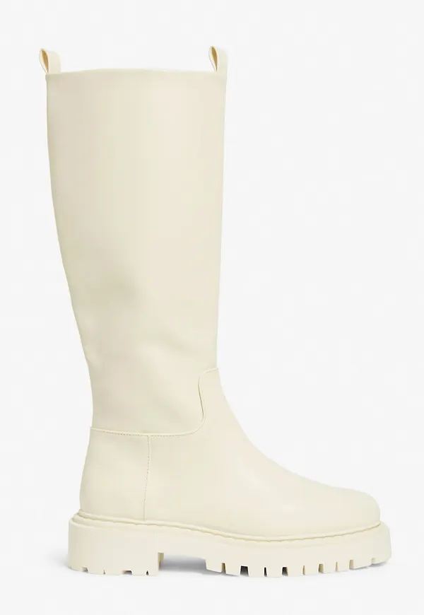 Faux leather knee-high boots - Beige