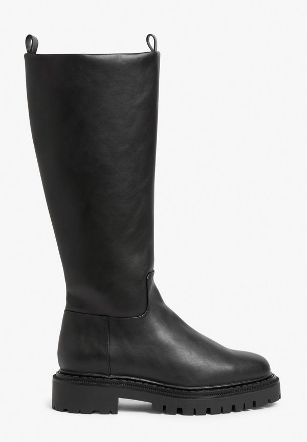 Faux leather knee-high boots - Black