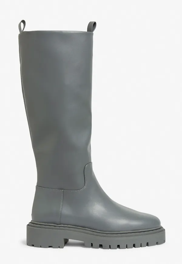 Faux leather knee-high boots - Grey