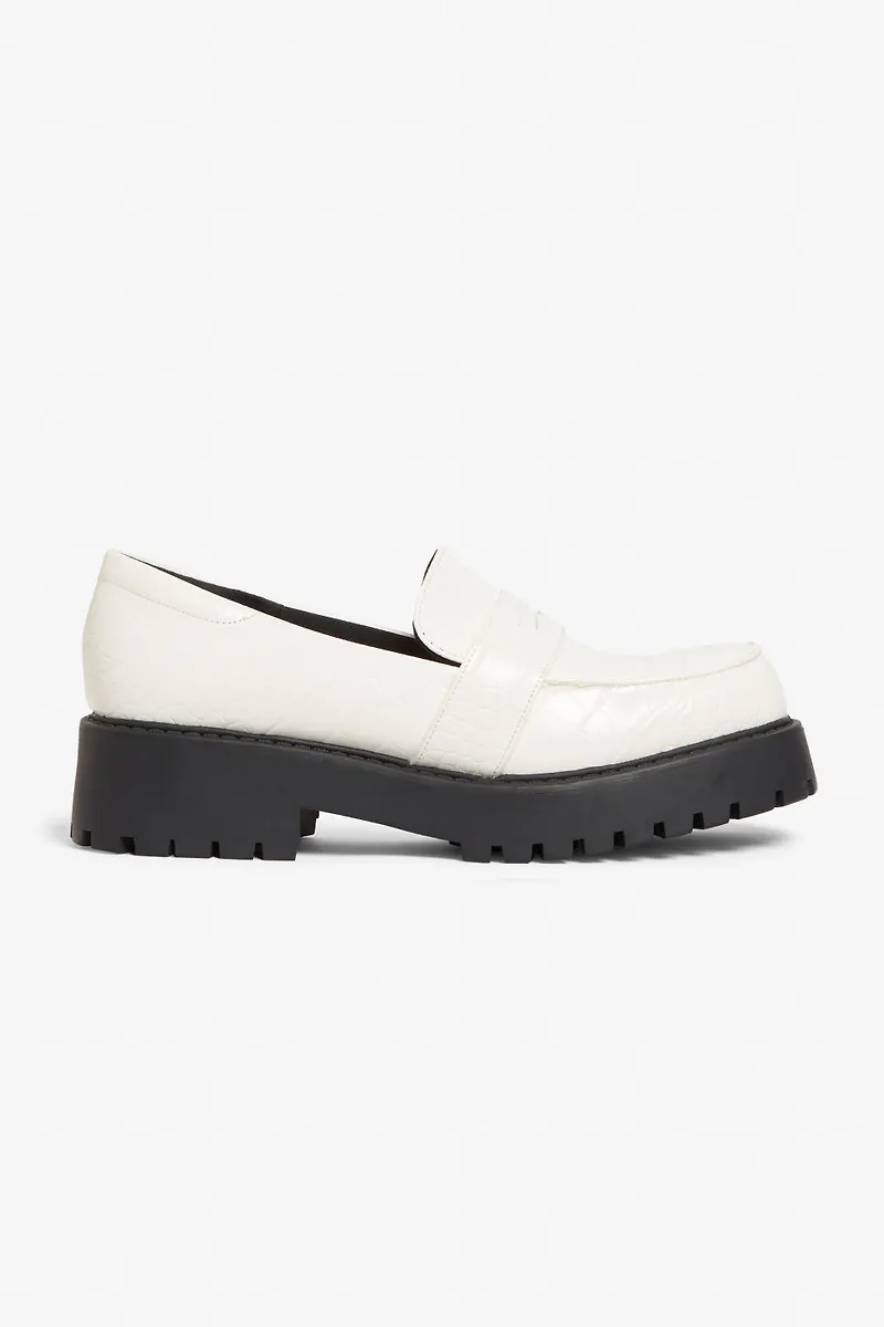 Faux leather loafer - White